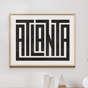 Atlanta Art - Atlanta Typography Design, Atlanta Georgia Wall Art / Poster, Atlanta Georgia Print, Minimalist Wall Decor