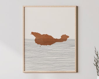 Lámina de Santa Cruz: arte de pared bohemio de la isla de Santa Cruz, póster de viaje de las Islas del Canal de Santa Cruz, decoración de pared de California/regalo