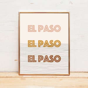 El Paso Texas - Boho Wall Art, Mid Century Modern Art Print, Minimalist El Paso Texas Wall Art and Boho Decor