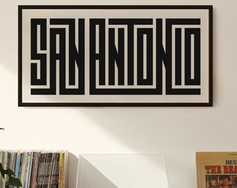San Antonio Art - San Antonio Typography Design, San Antonio Texas Wall Art / Poster, San Antonio Texas Print, Minimalist Wall Decor