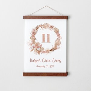 Nursery Name Sign Girl - Custom Nursery Decor for Baby Girl, Boho Nursery Wall Art, Baby Name Sign, Hanging Canvas