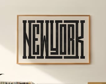 New York Print - Minimalist New York Art - New York City Poster, Gift for New Yorker, Apartment Decor