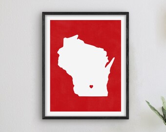 Madison Wisconsin Art - College Themed Decor, Alumni Gift Idea, Wisconsin Art, Madison Map
