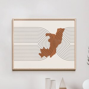 Kongo Wand Kunst - Mid Century Kongo Karte, Retro Kongo Wand Dekoration/Poster, Land von Kongo Druck