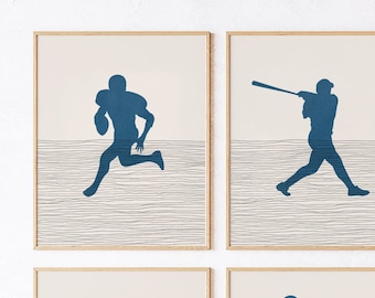 Minimalist Boys Room Decor - Boys Room Wall Art, Sports Posters, Sports Pictures, Boho Wall Decor - Basketball, Baseball, +16 more