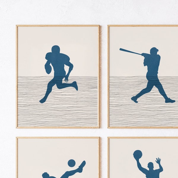 Minimalist Boys Room Decor - Boys Room Wall Art, Sports Posters, Sports Pictures, Boho Wall Decor - Basketball, Baseball, +16 more