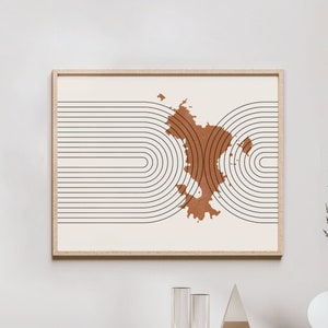 Mayotte Wall Art - Mid Century Mayotte Map, Retro Mayotte Wall Decor / Poster, Country of Mayotte Print