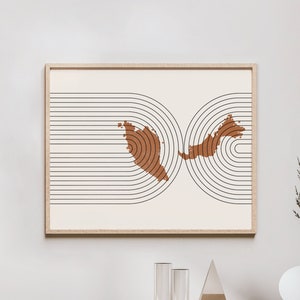 Malaysia Wall Art - Mid Century Malaysia Map, Retro Malaysia Wall Decor / Poster, Country of Malaysia Print
