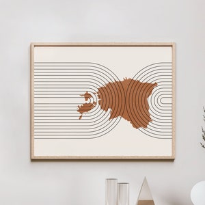 Estonia Wall Art - Mid Century Estonia Map, Retro Estonia Wall Decor / Poster, Country of Estonia Print