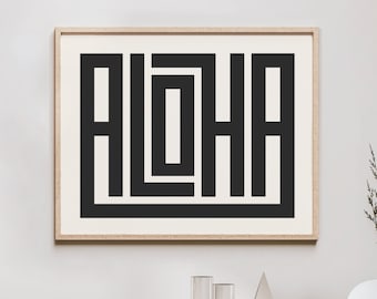 Aloha Wall Art - Hawaii Art Print, Aloha Typography Poster - Coastal Decor, Beach Home Art, Minimalist Surfer Gift