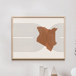 Kenia Wandkunst - Mid Century Kenia Karte, Retro Kenia Wanddekoration / Poster, Land Kenia Druck
