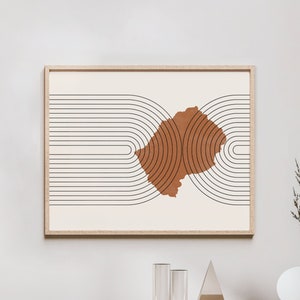 Lesotho Wall Art - Mid Century Lesotho Map, Retro Lesotho Wall Decor / Poster, Country of Lesotho Print