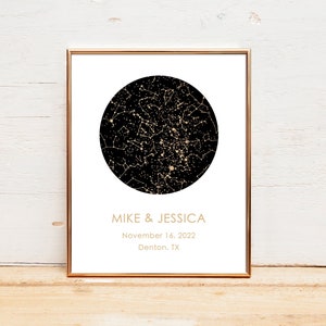 First Anniversary Gift - Star Map / Custom Night Sky Print, First Anniverary Gift for Husband, 1st Anniversary - One Year Paper Gift