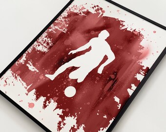 Soccer Print - Boys Soccer Poster, Soccer Player Decor - Framed OR Unframed - Soccer Gift, Wall Art / Boys Room Decor