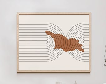 Arte mural de Georgia: mapa de Georgia de mediados de siglo, decoración de pared retro de Georgia/póster, impresión del país de Georgia