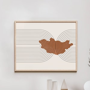 Mongolia Wall Art - Mid Century Mongolia Map, Retro Mongolia Wall Decor / Poster, Country of Mongolia Print