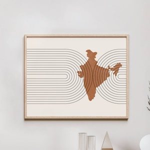 India Wall Art - Mid Century India Map, Retro India Wall Decor / Poster, Country of India Print