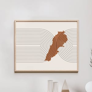 Lebanon Wall Art - Mid Century Lebanon Map, Retro Lebanon Wall Decor / Poster, Country of Lebanon Print