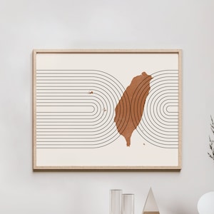 Taiwan Wall Art - Mid Century Taiwan Map, Retro Taiwan Wall Decor / Poster, Country of Taiwan Print