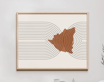 Nicaragua Wall Art - Mid Century Nicaragua Map, Retro Nicaragua Wall Decor / Poster, Country of Nicaragua Print