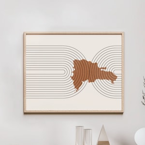 Dominican Republic Wall Art - Mid Century Dominican Republic Map, Retro DR Wall Decor / Poster, Country of Dominican Republic Print