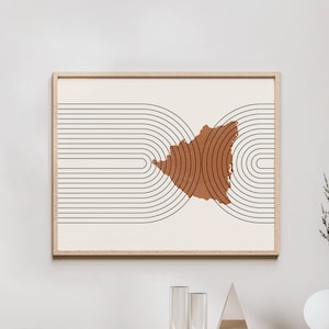 Nicaragua Wall Art - Mid Century Nicaragua Map, Retro Nicaragua Wall Decor / Poster, Country of Nicaragua Print