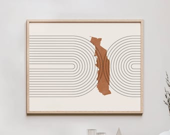 Togo Wall Art - Mid Century Togo Map, Retro Togo Wall Decor / Poster, Country of Togo Print