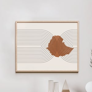 Ethiopia Wall Art - Mid Century Ethiopia Map, Retro Ethiopia Wall Decor / Poster, Country of Ethiopia Print