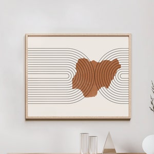 Nigeria Wall Art - Mid Century Nigeria Map, Retro Nigeria Wall Decor / Poster, Country of Nigeria Print