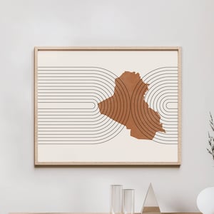 Iraq Wall Art - Mid Century Iraq Map, Retro Iraq Wall Decor / Poster, Country of Iraq Print
