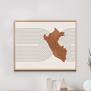 Peru Wall Art - Mid Century Peru Map, Retro Peru Wall Decor / Poster, Country of Peru Print