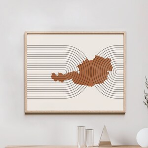 Austria Wall Art - Mid Century Austria Map, Retro Austria Wall Decor / Poster, Country of Austria Print