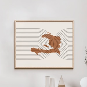 Haiti Wall Art - Mid Century Haiti Map, Retro Haiti Wall Decor / Poster, Country of Haiti Print