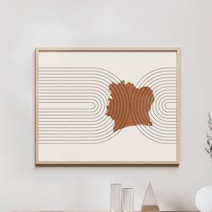 Elfenbeinküste Wand Kunst - Mid Century Côte d&#39;Ivoire / Elfenbeinküste Karte, Retro Afrika Wand Dekor / Poster, Land der Elfenbeinküste Print
