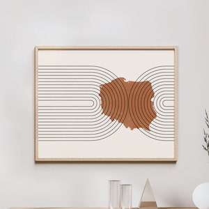Poland Wall Art - Mid Century Poland Map, Retro Poland Wall Decor / Poster, Country of Poland Print
