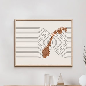 Norway Wall Art - Mid Century Norway Map, Retro Norway Wall Decor / Poster, Country of Norway Print