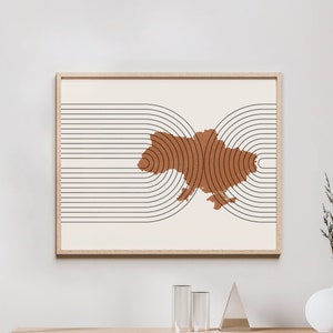 Ukraine Wall Art - Mid Century Ukraine Map, Retro Ukraine Wall Decor / Poster, Country of Ukraine Print