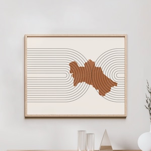 Turkmenistan Wall Art - Mid Century Turkmenistan Map, Retro Turkmenistan Wall Decor / Poster, Country of Turkmenistan Print