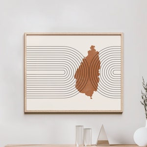 Saint Lucia Wall Art - Mid Century Saint Lucia Map, Retro Saint Lucia Wall Decor / Poster, Country of Saint Lucia Print