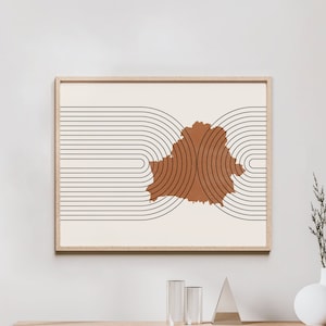 Arte mural de Bielorrusia: mapa de Bielorrusia de mediados de siglo, decoración de pared retro de Bielorrusia/póster, impresión del país de Bielorrusia