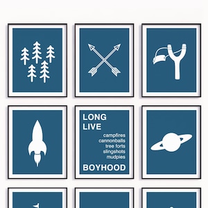 Long Live Boyhood - Boys Room Decor, Boys Room Wall Art - Blue Art Prints for Little Boys Room, Navy Boyhood Art / Nursery