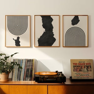 Arte mural moderno de Finlandia de mediados de siglo: arte mural y decoración minimalista de Finlandia, impresiones de mediados de siglo, arte/mapa de Finlandia (juego de 3)