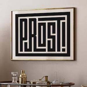 Prost Print - Cheers in German - Prost Typography Design, Brewery Decor / Bar Art, Art Print