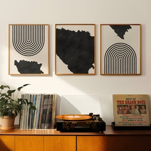 Bosnia and Herzegovina Mid Century Modern Wall Art - Minimalist Decor, MidCentury Prints, Bosnia and HerzegovinaArt / Map - Set of 3