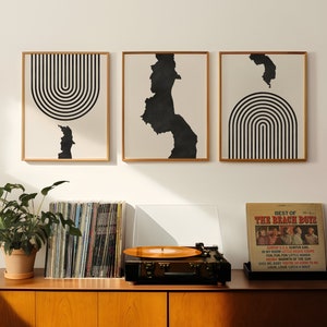 Malawi Mid Century Modern Wall Art - Minimalist Malawi Wall Art and Decor, MidCentury Prints, Malawi Art / Map - Set of 3