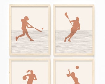 Girls Room Decor - Girls Room Wall Art for Athlete, Sports Posters, Sports Pictures, Boho Wall Decor - Basketball, Softball, and 14 more