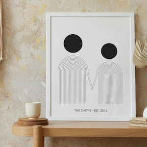 Minimalist Paper Anniversary Gift for Him - Custom Couple Portrait, Husband Paper Gift Idea for First Anniversary - Boho Style