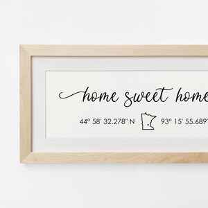 Latitude and Longitude - Location Prints - Personalized Art Print, Custom Coordinates, First Home Gift - Home Sweet Home
