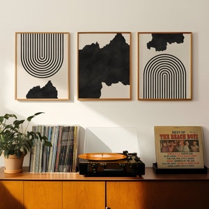 Rwanda Mid Century Modern Wall Art - Minimalist RwandaWall Art and Decor, MidCentury Prints, Rwanda Art / Map - Set of 3