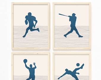 Sports Poster - Boys Sports Pictures, Minimalist Sports Art - Sports Wall Art Prints, Modern Sports Art - Set of 6, Sports Gifts for Him